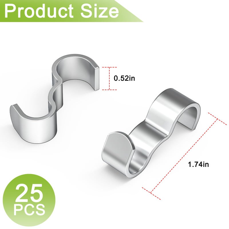 appacare 25 حزمة من خطافات التشكيل، خطافات شماعات قضبان الصور الفولاذية، خطافات تشكيل قضبان الصور العريضة (فضي) - Image 2